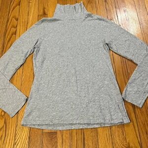 Rag & Bone Gray Pima Cotton Mock Neck Long Sleeve Turtleneck Top Size L